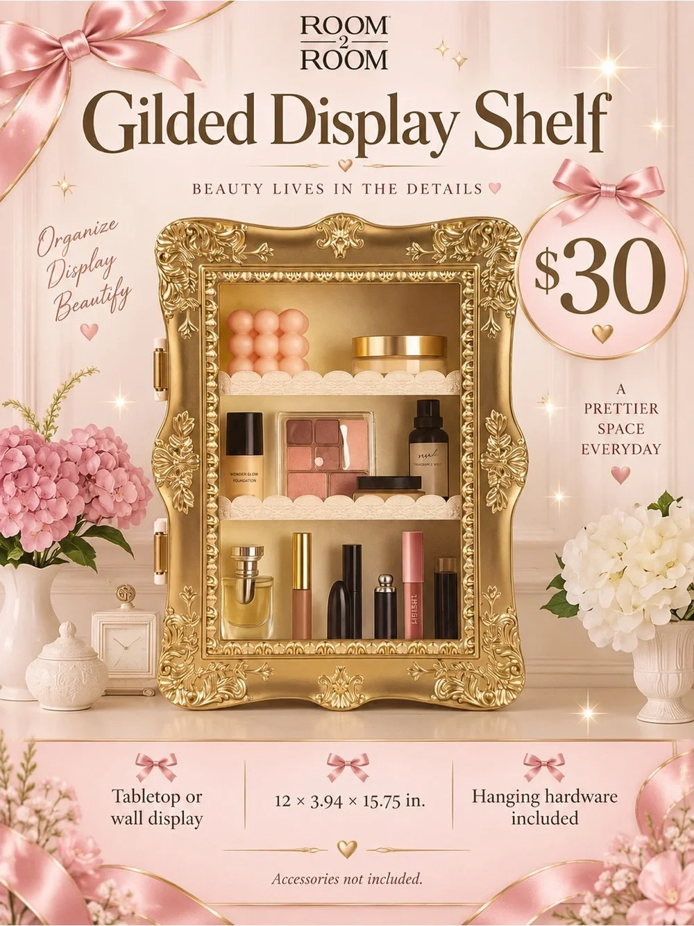 Gilded Display Shelf in Gold